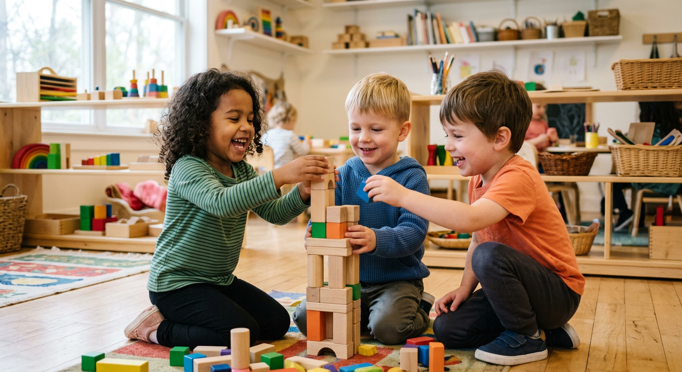 Children playing together cooperatively
